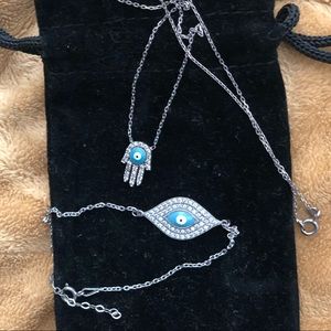 Matching Hamsa necklace + bracelet
